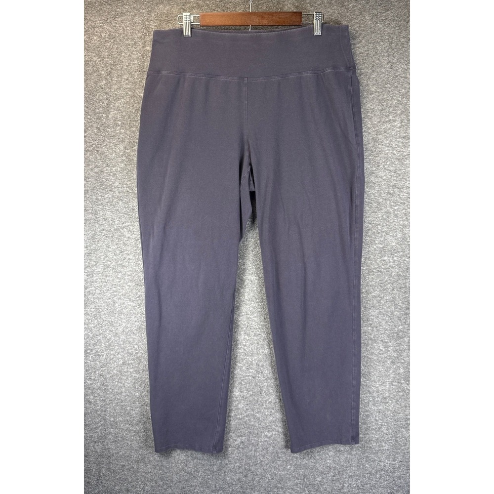 Eileen Fisher Pull On Pants XL Faded Grey Organic Cotton Stretch Cozy Night In